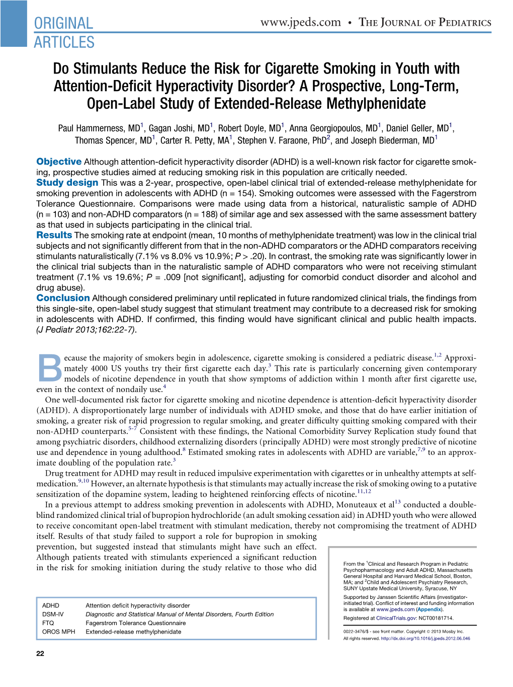 Do Stimulants Reduce the Risk for Cigarette Smoking in Youth With