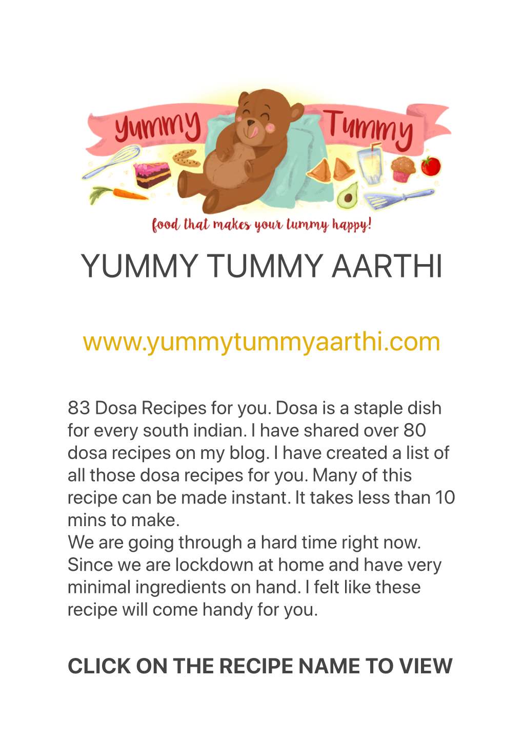 Dosa Recipes – Yummy Tummy Aarthi
