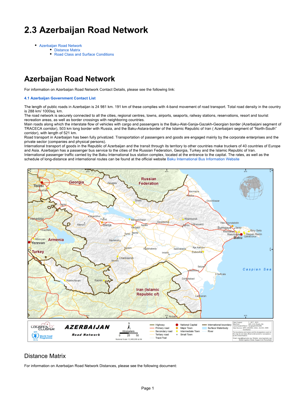 2.3 Azerbaijan Road Network