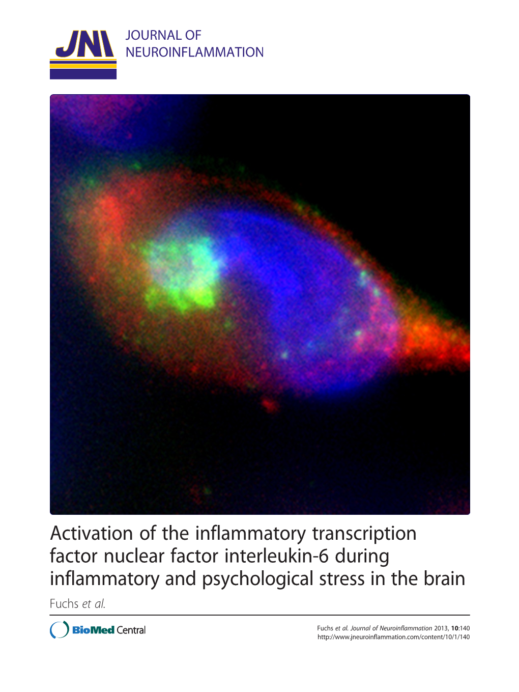 Activation of the Inflammatory Transcription Factor Nuclear Factor Interleukin-6 During Inflammatory and Psychological Stress in the Brain Fuchs Et Al