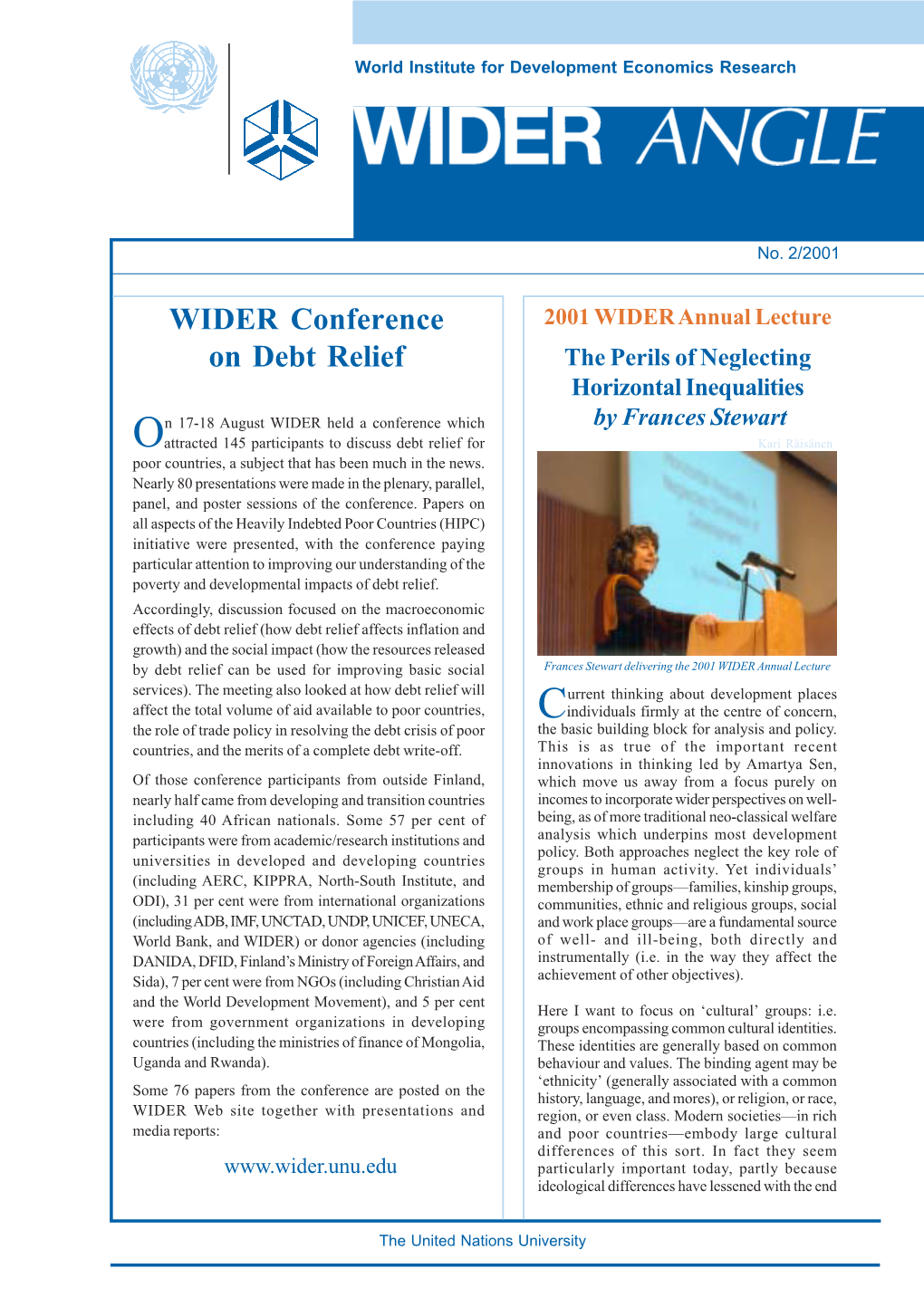 WIDER Conference on Debt Relief