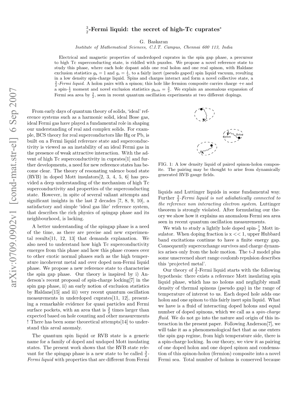 Arxiv:0709.0902V1 [Cond-Mat.Str-El]