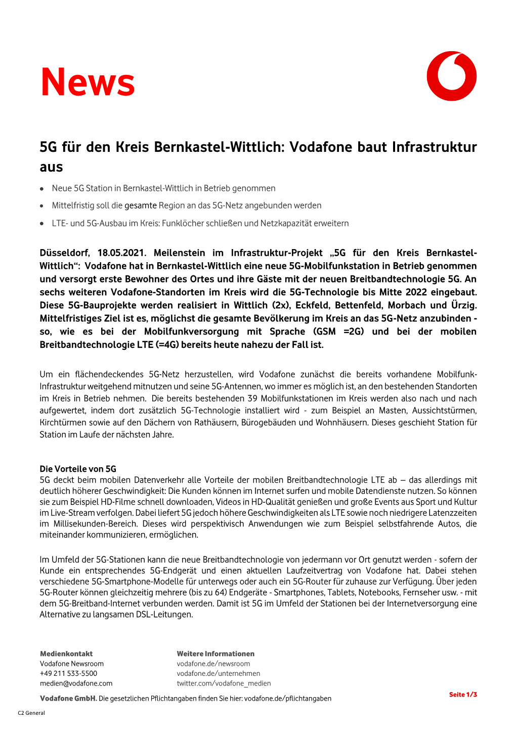 5G Für Den Kreis Bernkastel-Wittlich: Vodafone Baut Infrastruktur