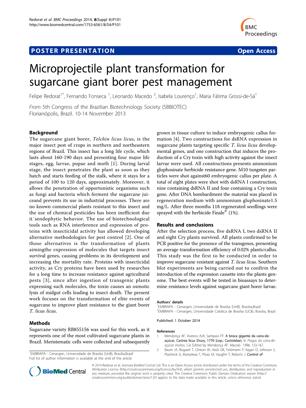 Microprojectile Plant Transformation for Sugarcane Giant Borer Pest