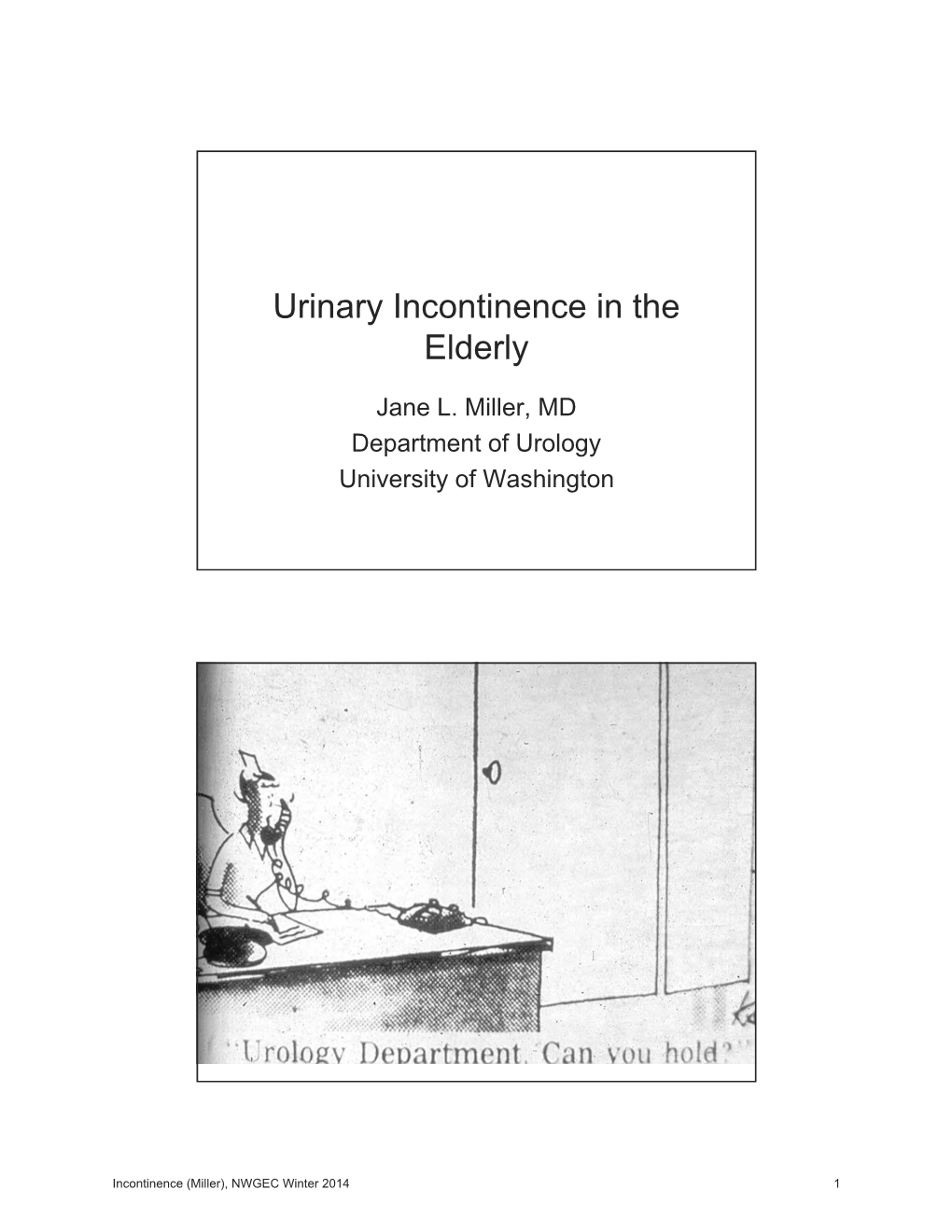 Urinary Incontinence in the Elderly