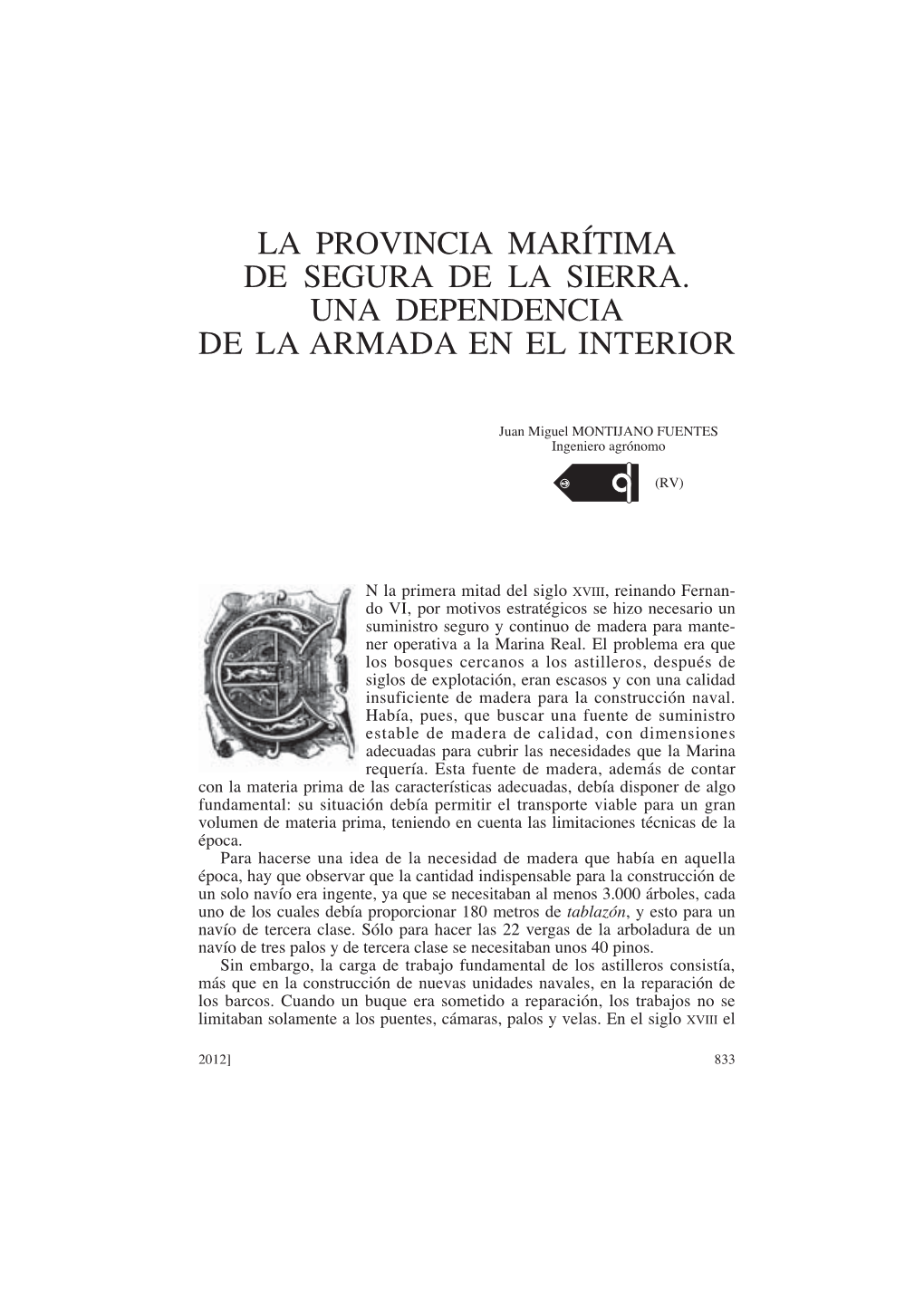 La Provincia Marítima De Segura De La Sierra. Una Dependencia De La Armada En El Interior