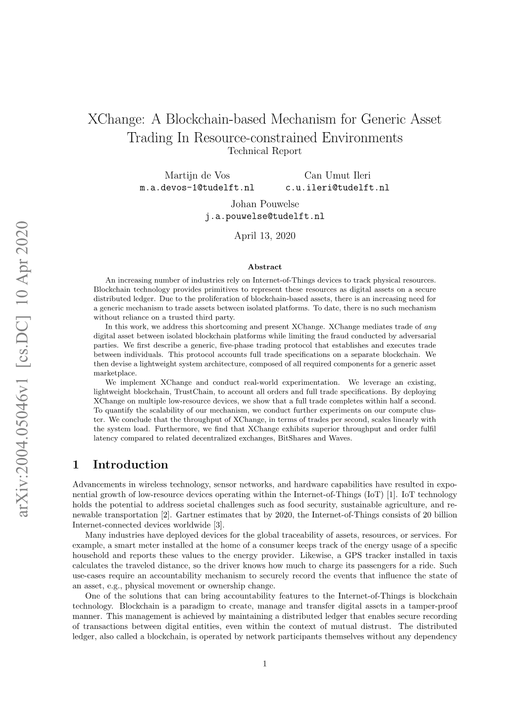 A Blockchain-Based Mechanism for Generic Asset Trading in Resource-Constrained Environments Technical Report