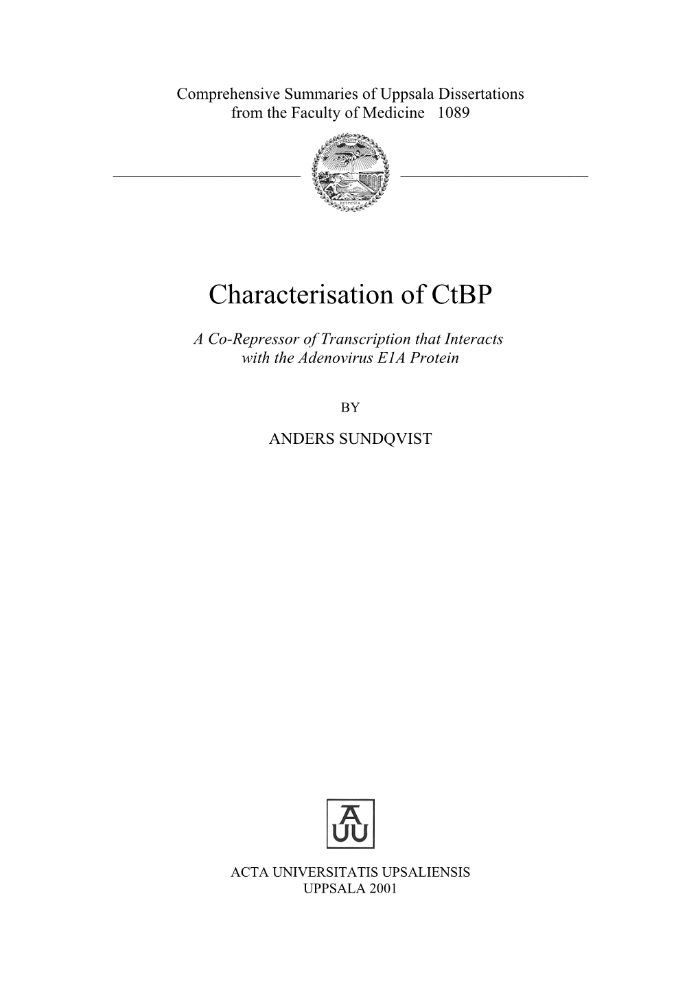 Characterisation of Ctbp