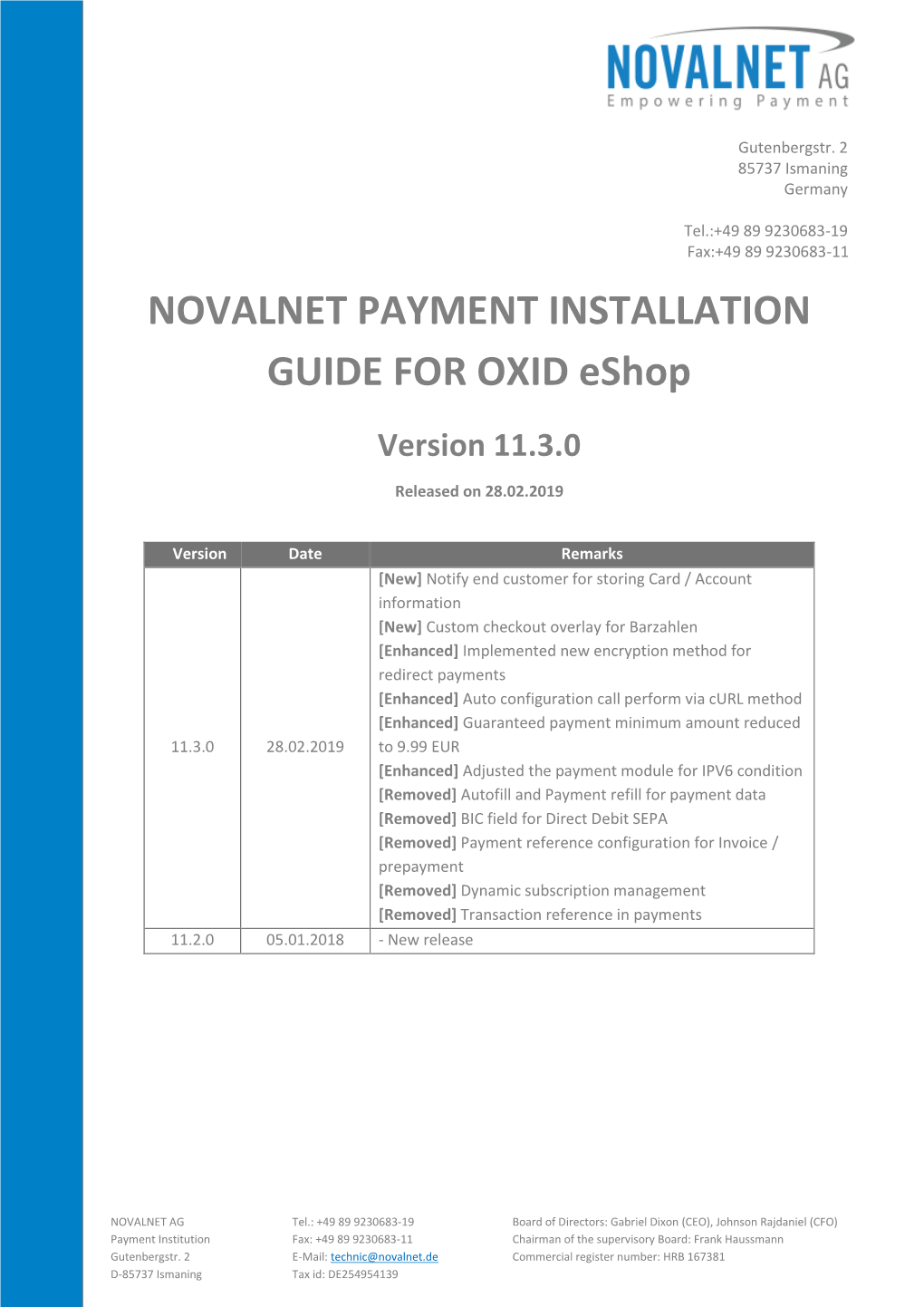 INSTALLATION GUIDE for OXID Eshop