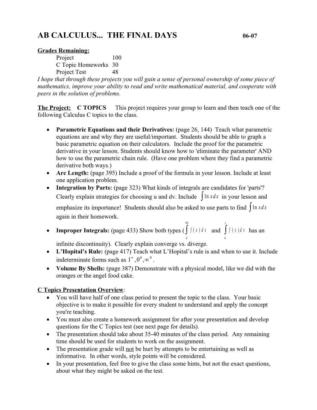 Ab Calculus the Final Days 06-07