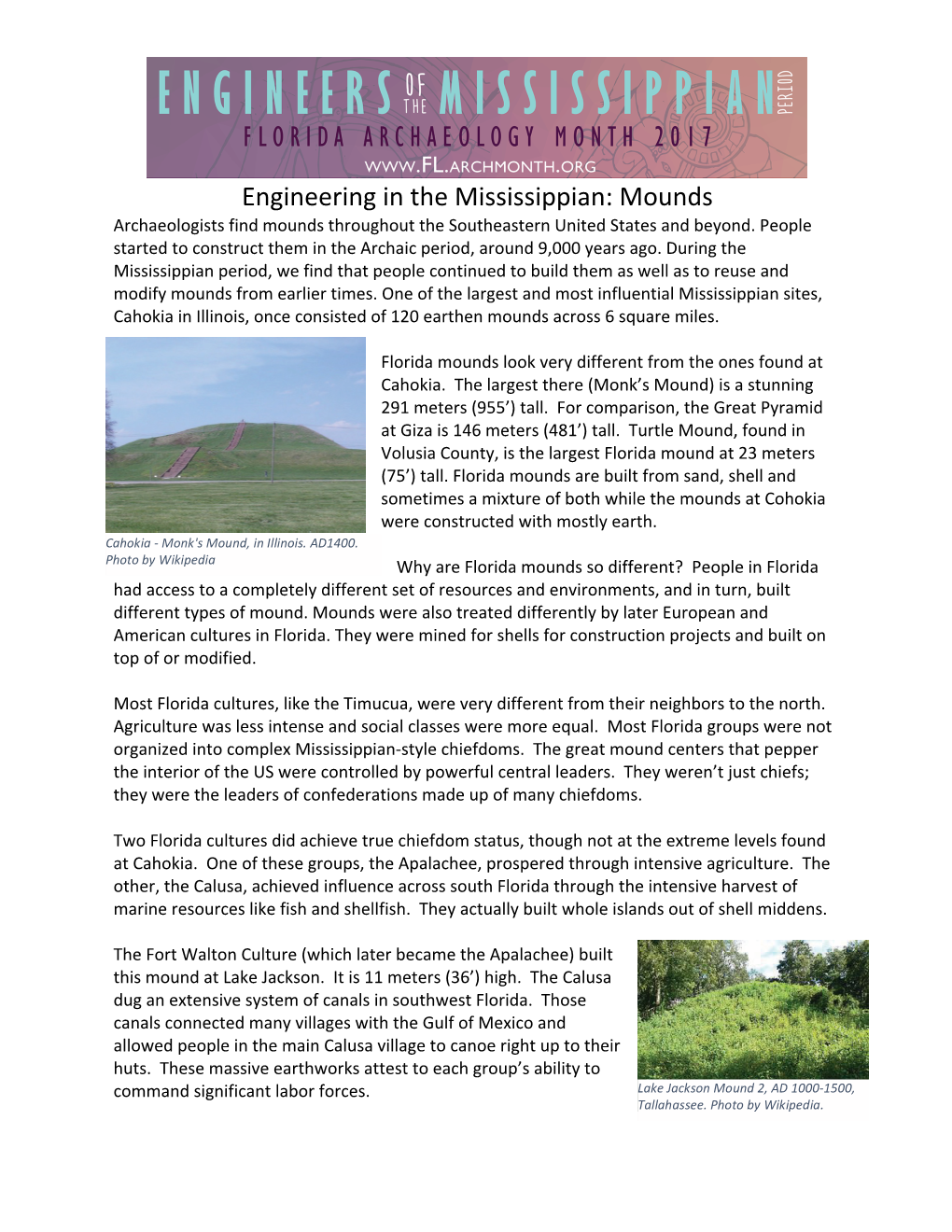 Engineering in the Mississippian: Mounds Archaeologists Find Mounds Throughout the Southeastern United States and Beyond