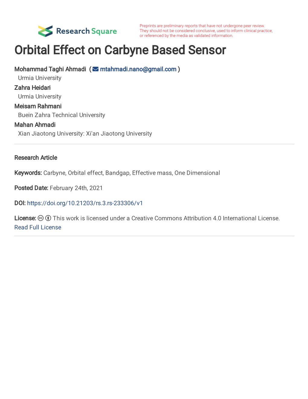 Orbital Effect on Carbyne Bandgap