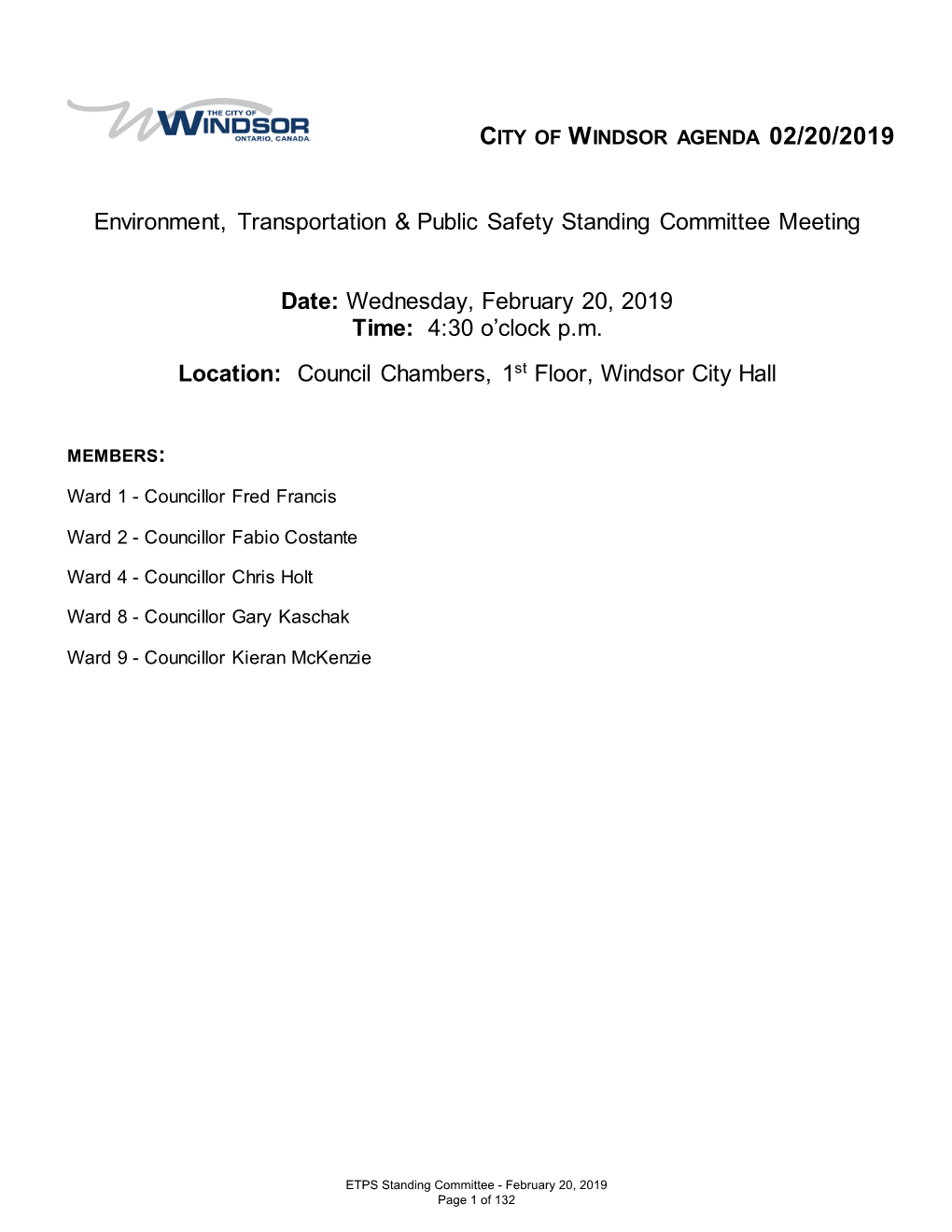 Environment, Transportation & Public Safety Standing Committee Meeting