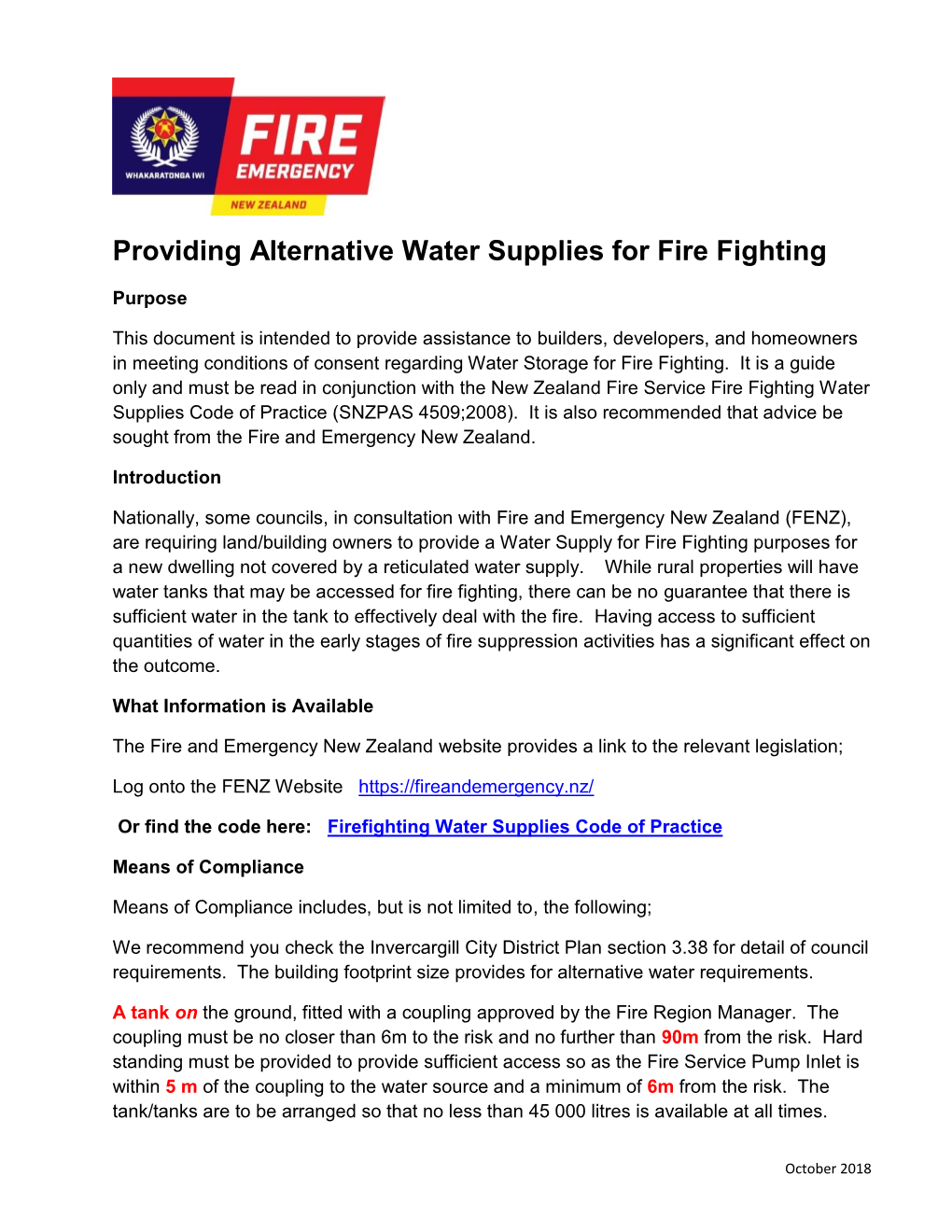 Fire Fighting Water Supplies and Appliance Access