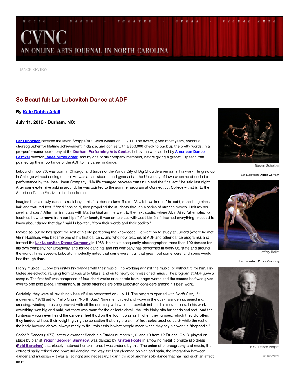 "So Beautiful: Lar Lubovitch Dance at ADF"