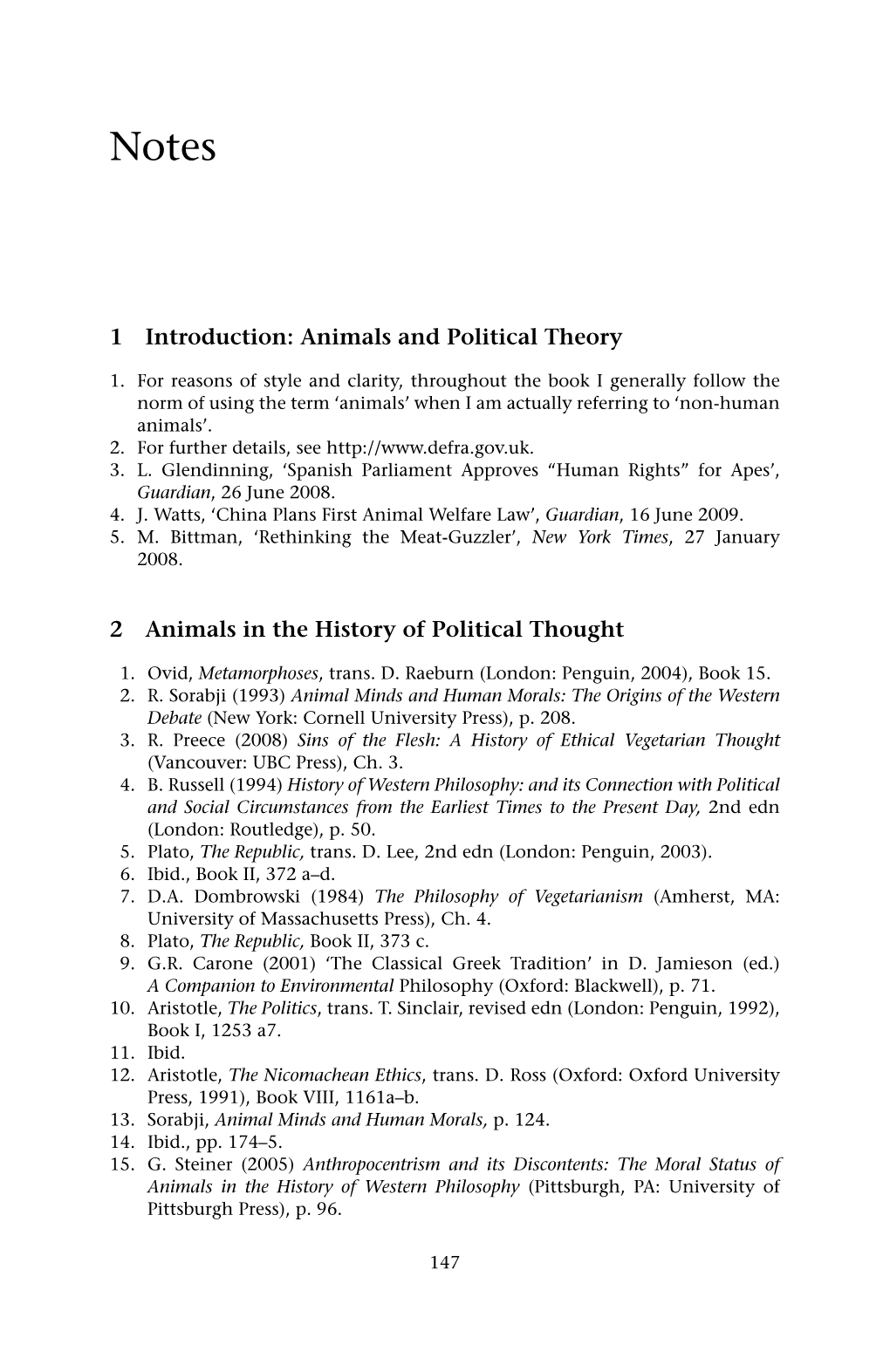 1 Introduction: Animals and Political Theory 2 Animals in the History Of
