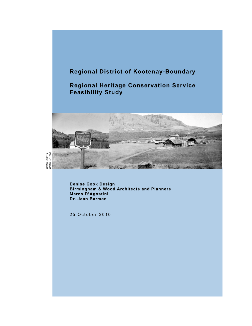 Regional Heritage Conservation Service Feasibility Study