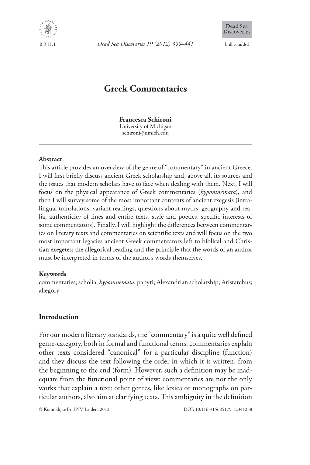 Greek Commentaries