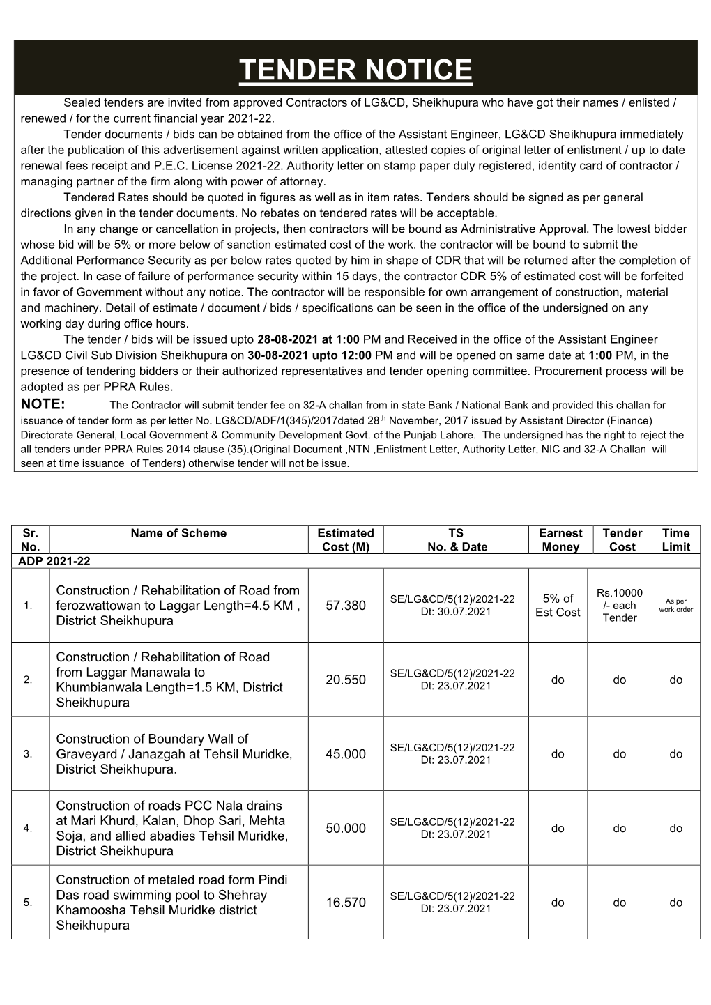 Tender Notice