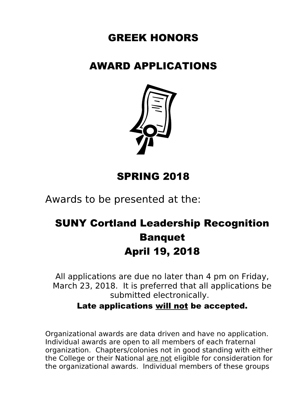 SUNY Cortland Leadership Recognition Banquet