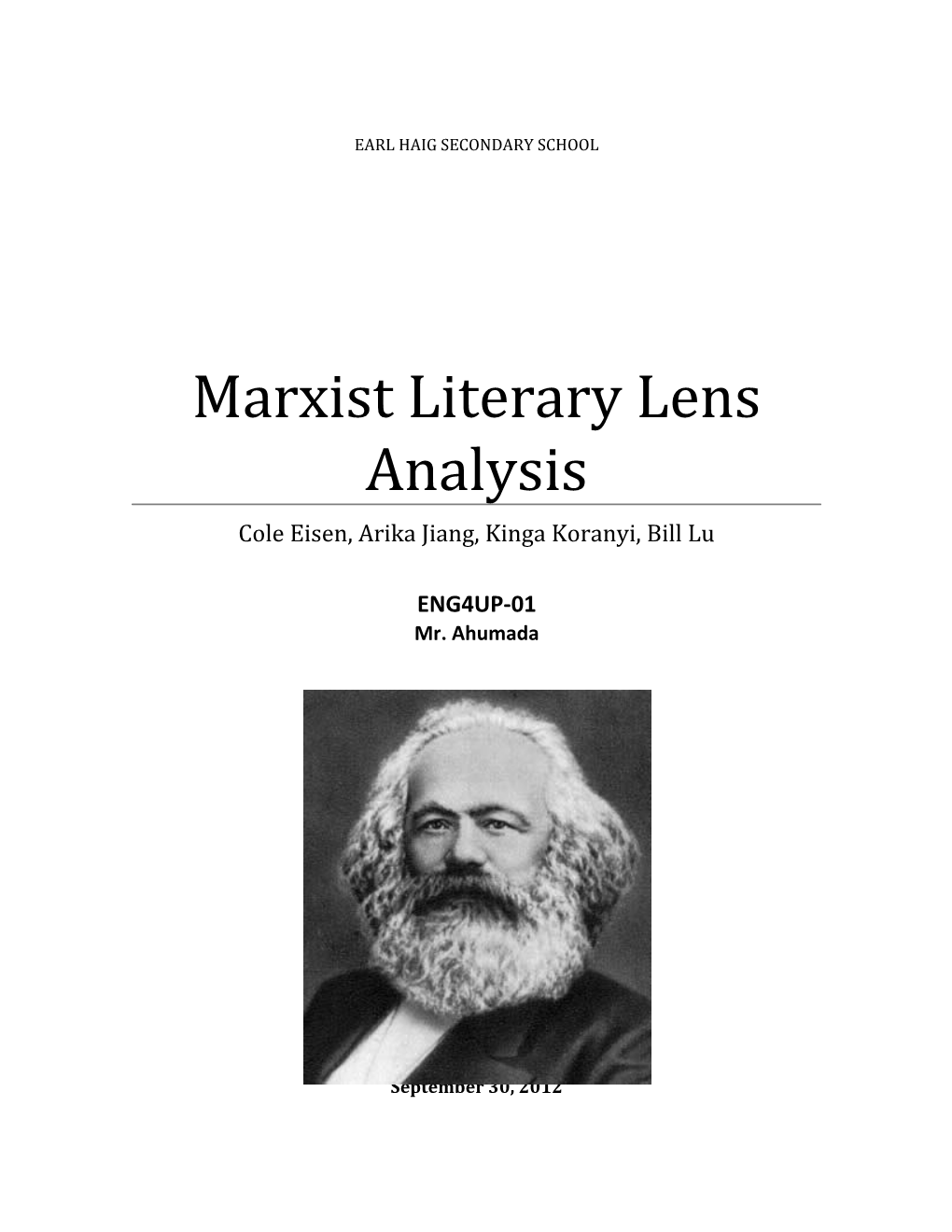 Marxist Literary Lens Analysis