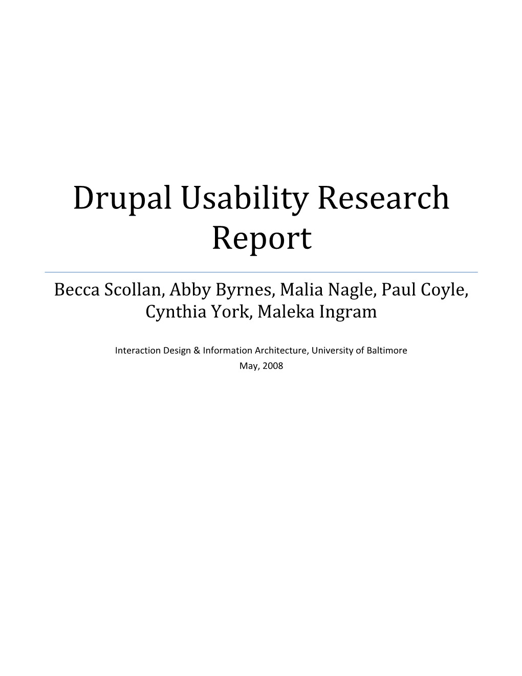 Drupal Usability Research Report