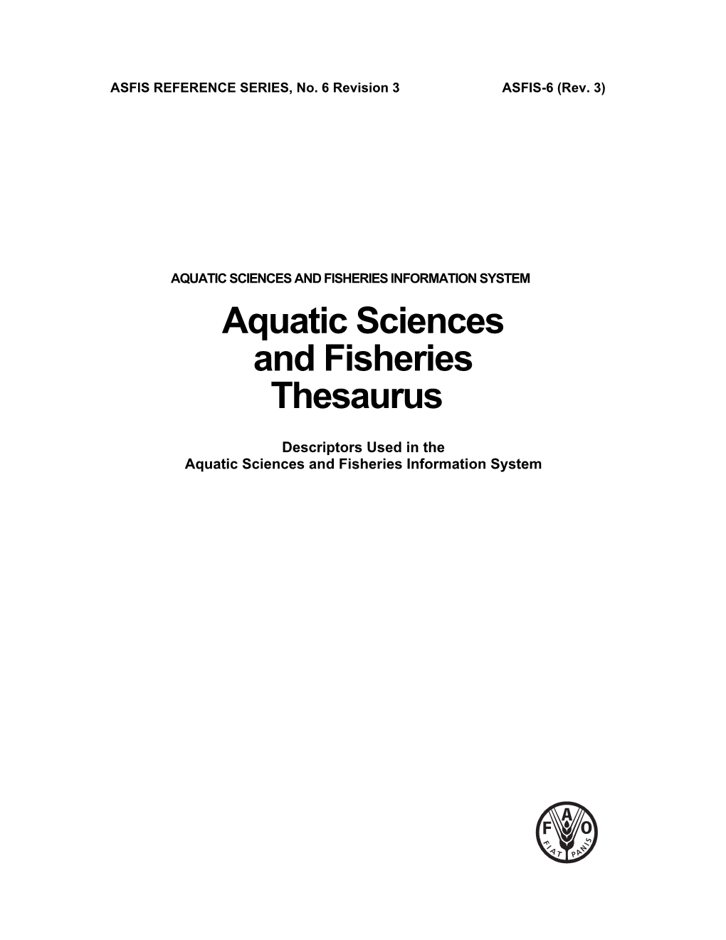 Aquatic Sciences and Fisheries Thesaurus