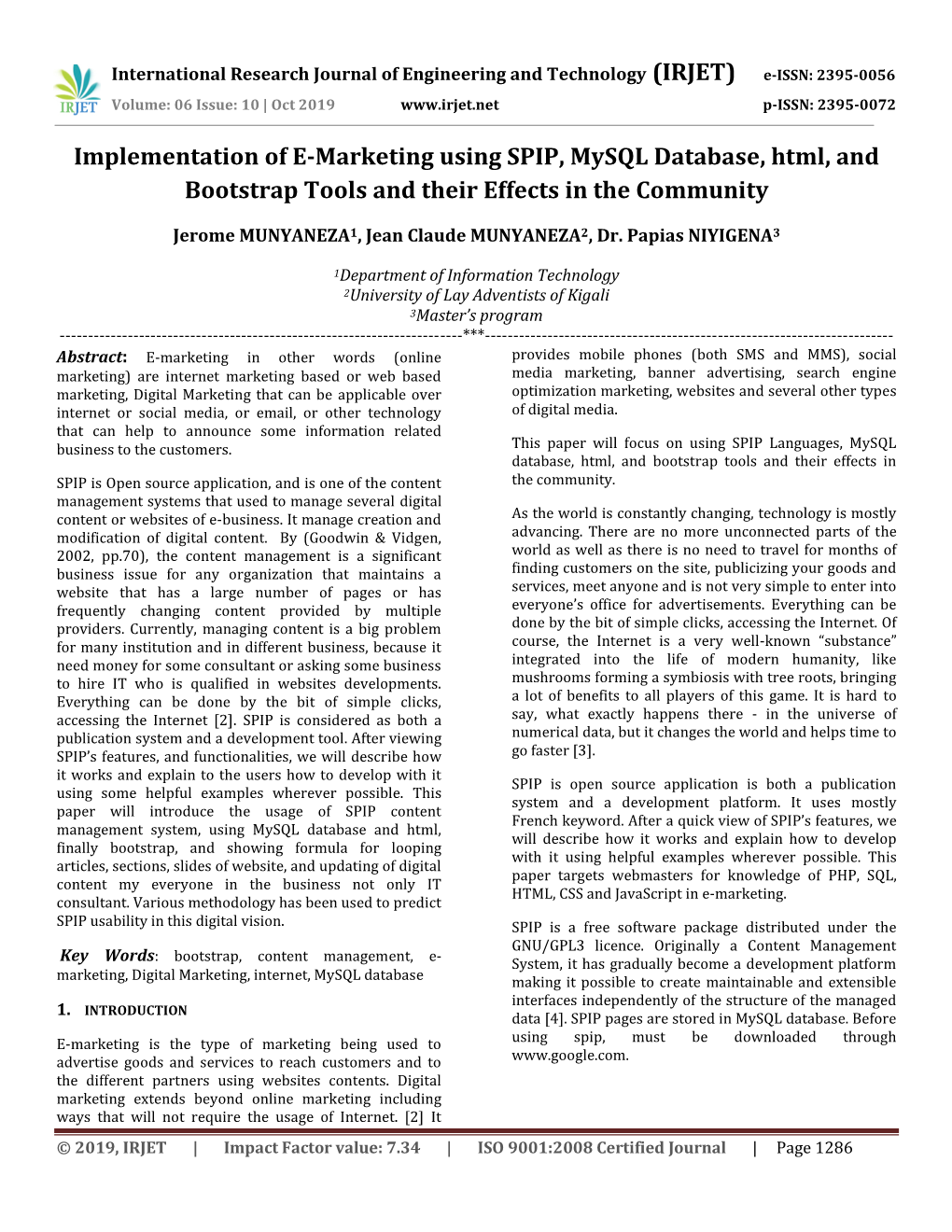 Implementation of E-Marketing Using SPIP, Mysql Database, Html, and Bootstrap Tools and Their Effects in the Community