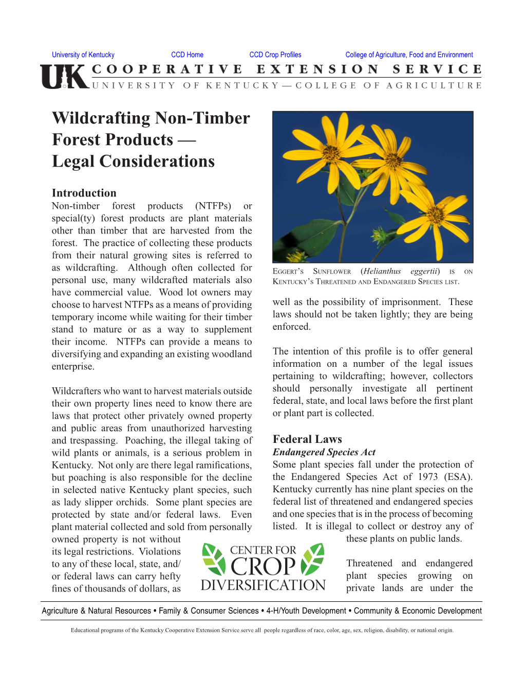 Wildcrafting Non-Timber Forest Products — Legal Considerations