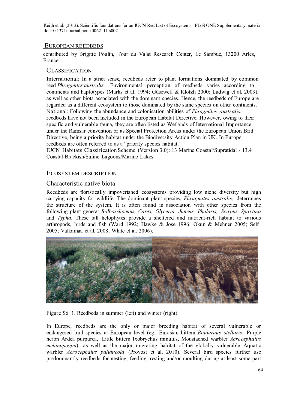 Characteristic Native Biota Reedbeds Are Floristically Impoverished Ecosystems Providing Low Niche Diversity but High Carrying Capacity for Wildlife