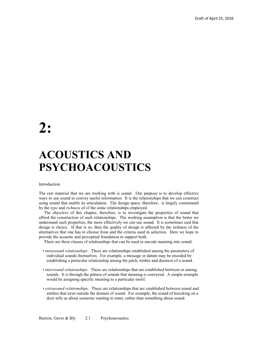 Acoustics and Psychoacoustics