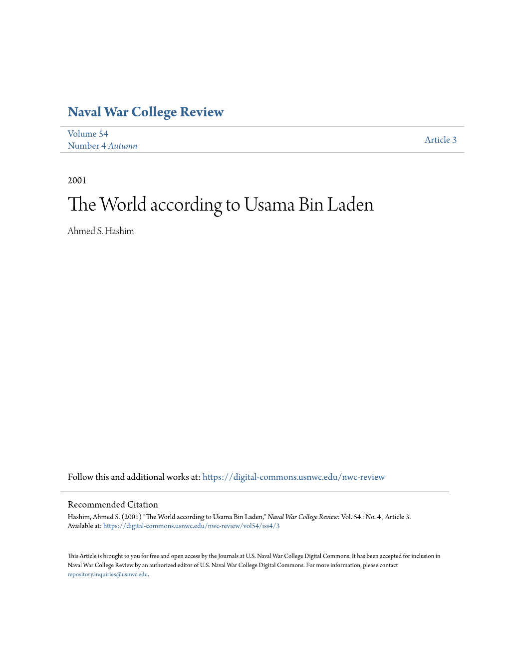 The World According to Usama Bin Laden