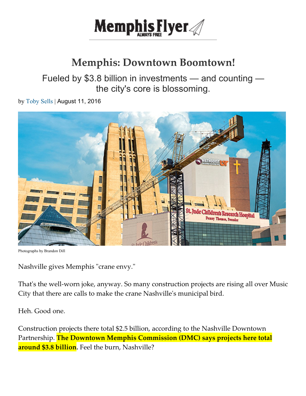 Memphis: Downtown Boomtown! Fueled by $3.8 Billion in Investments — and Counting — the City's Core Is Blossoming
