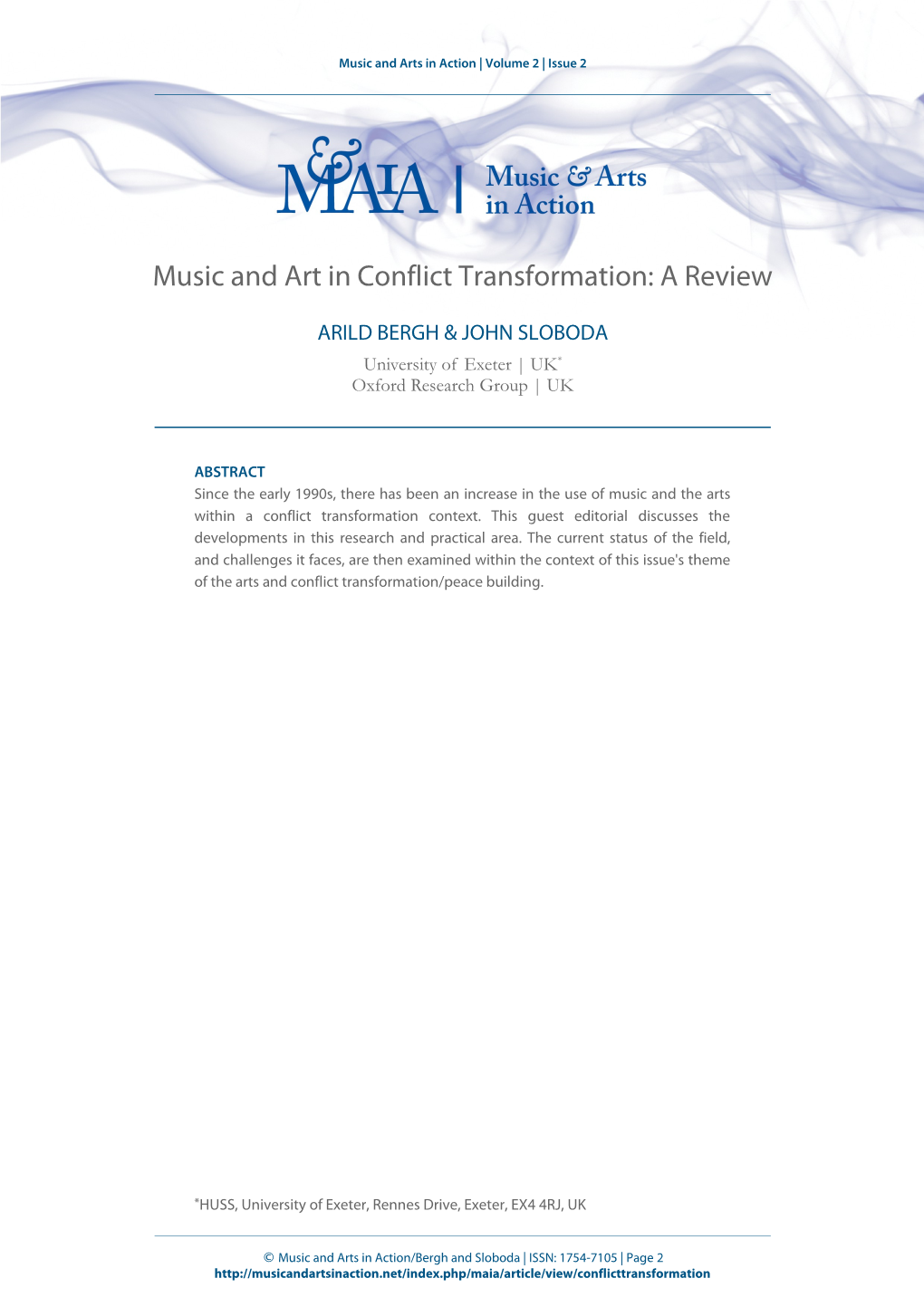 Music and Art in Conflict Transformation: a Review