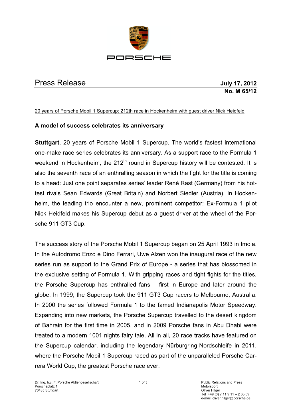 Press Release July 17, 2012 No