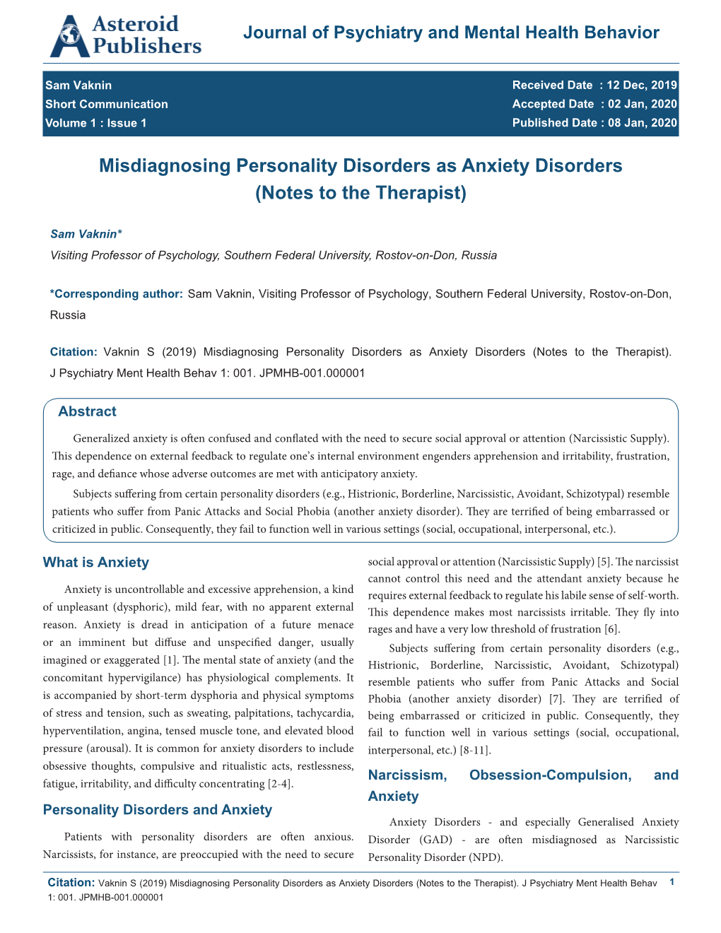 Misdiagnosing Personality Disorders As Anxiety Disorders (Notes to the Therapist)