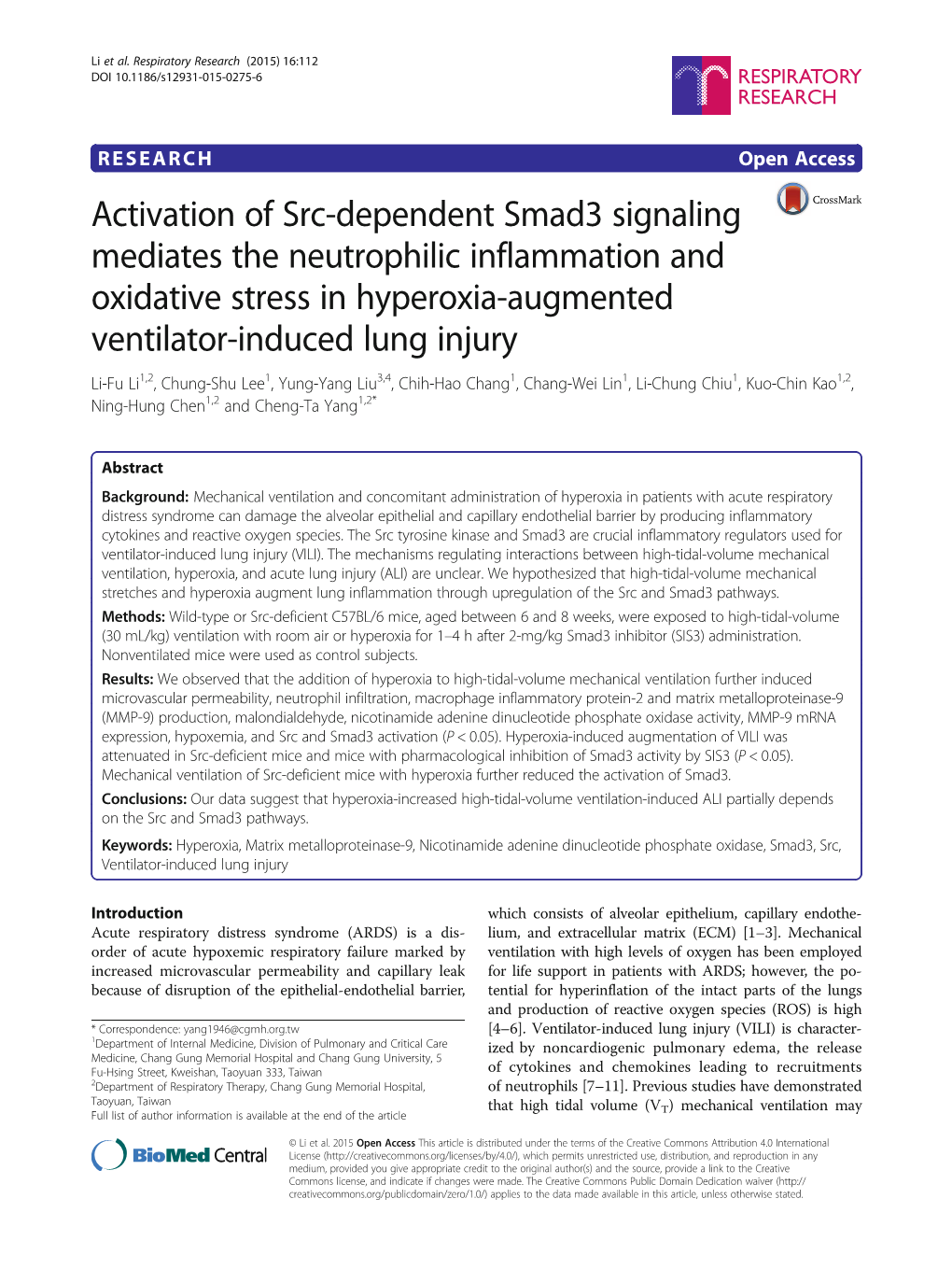 Activation of Src-Dependent Smad3 Signaling Mediates the Neutrophilic