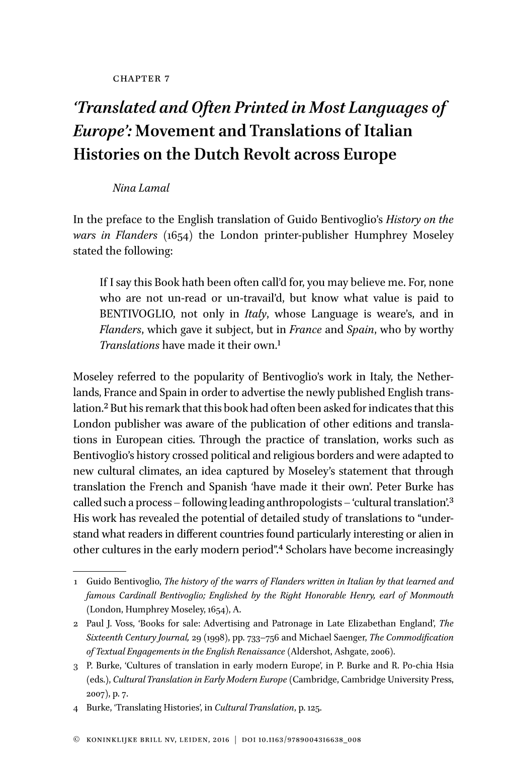 Movement and Translations of Italian Histories on the Dutch Revolt Across Europe