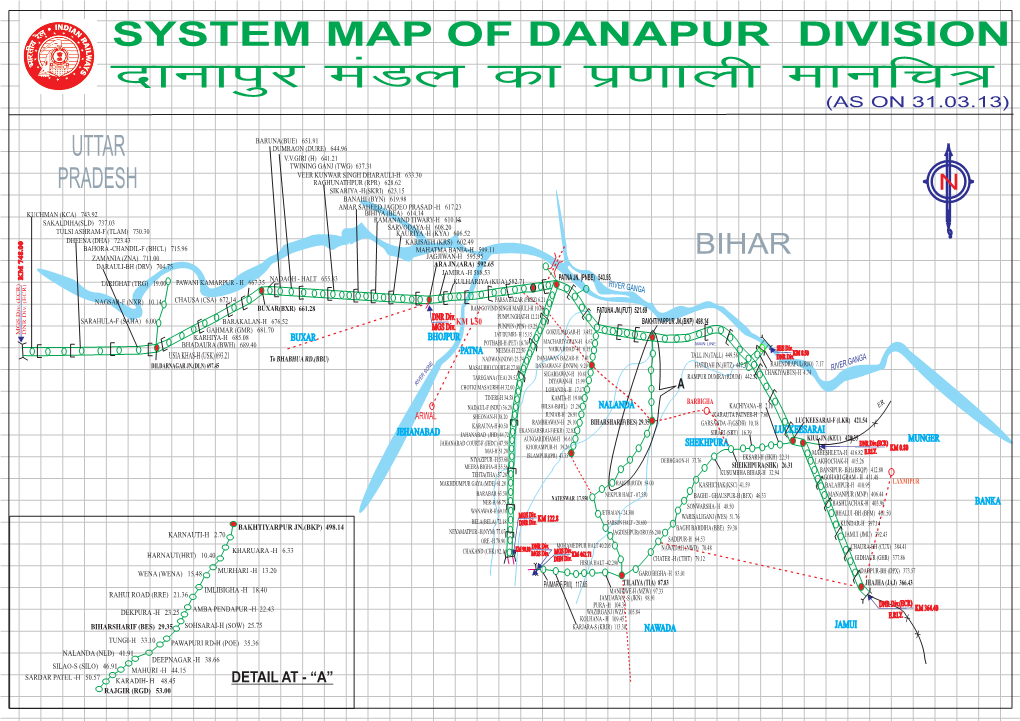 System Map of Danapur Division दानापुर मंडल का प्रणाली मानचित्र