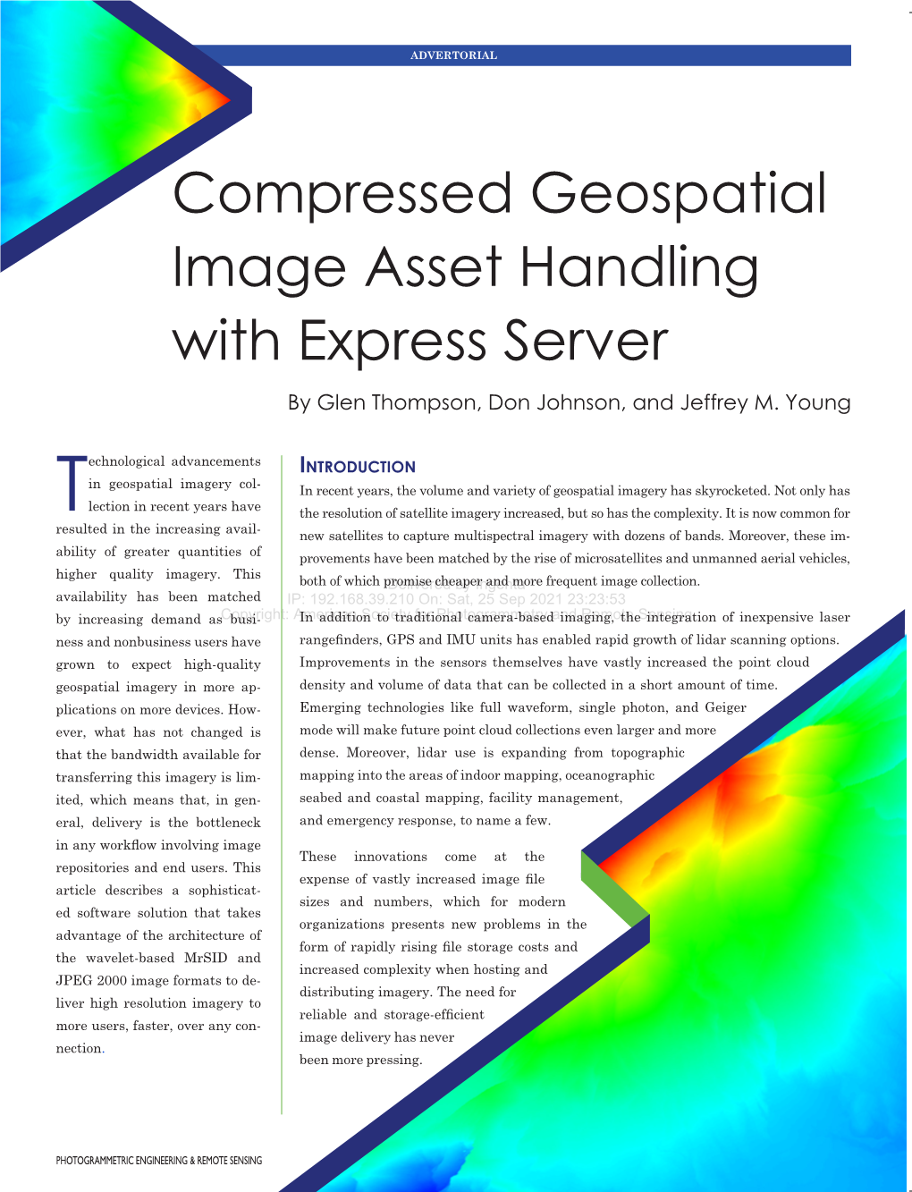 Compressed Geospatial Image Asset Handling with Express Server by Glen Thompson, Don Johnson, and Jeffrey M