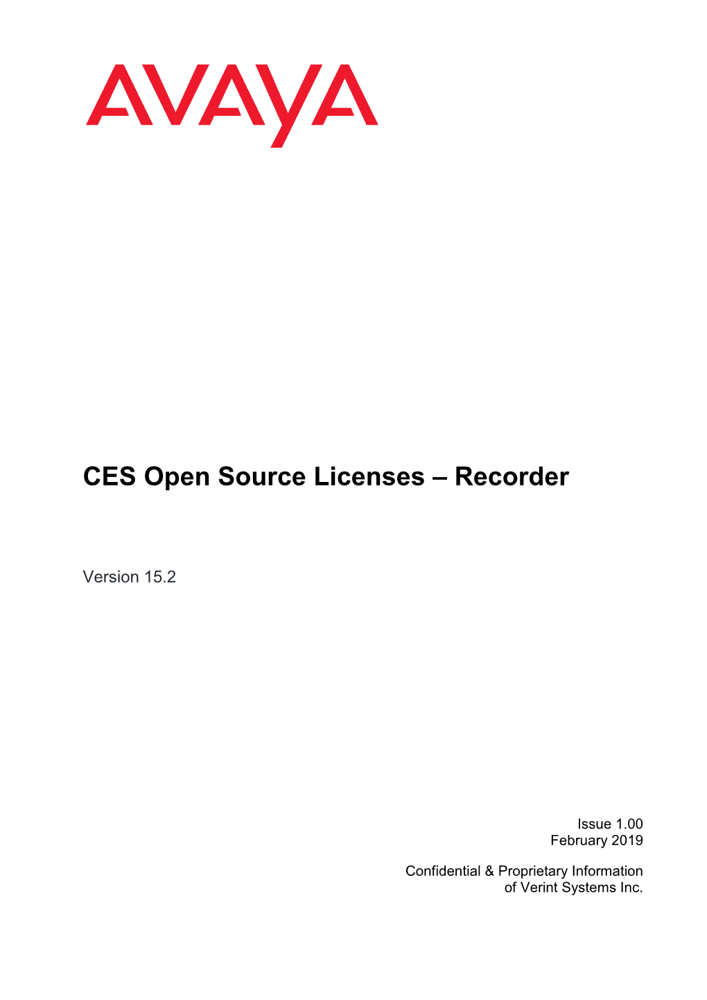 CES Open Source Licenses – Recorder