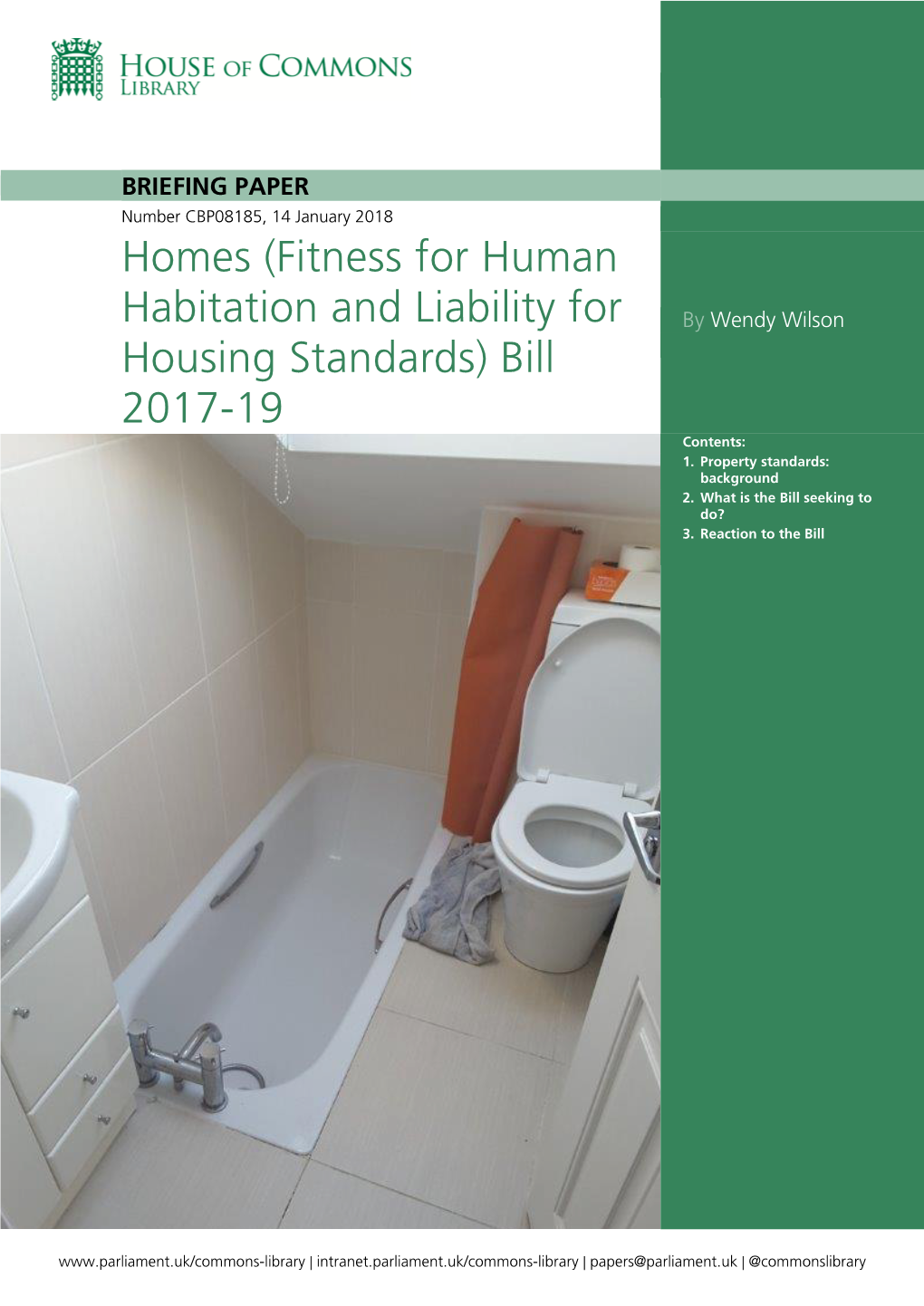 Homes (Fitness for Human Habitation and Liability for Housing Standards) Bill 2017-19