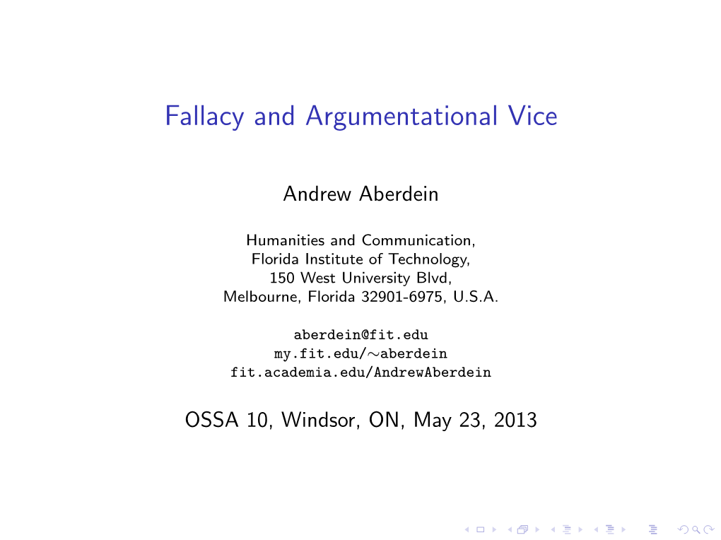 Fallacy and Argumentational Vice