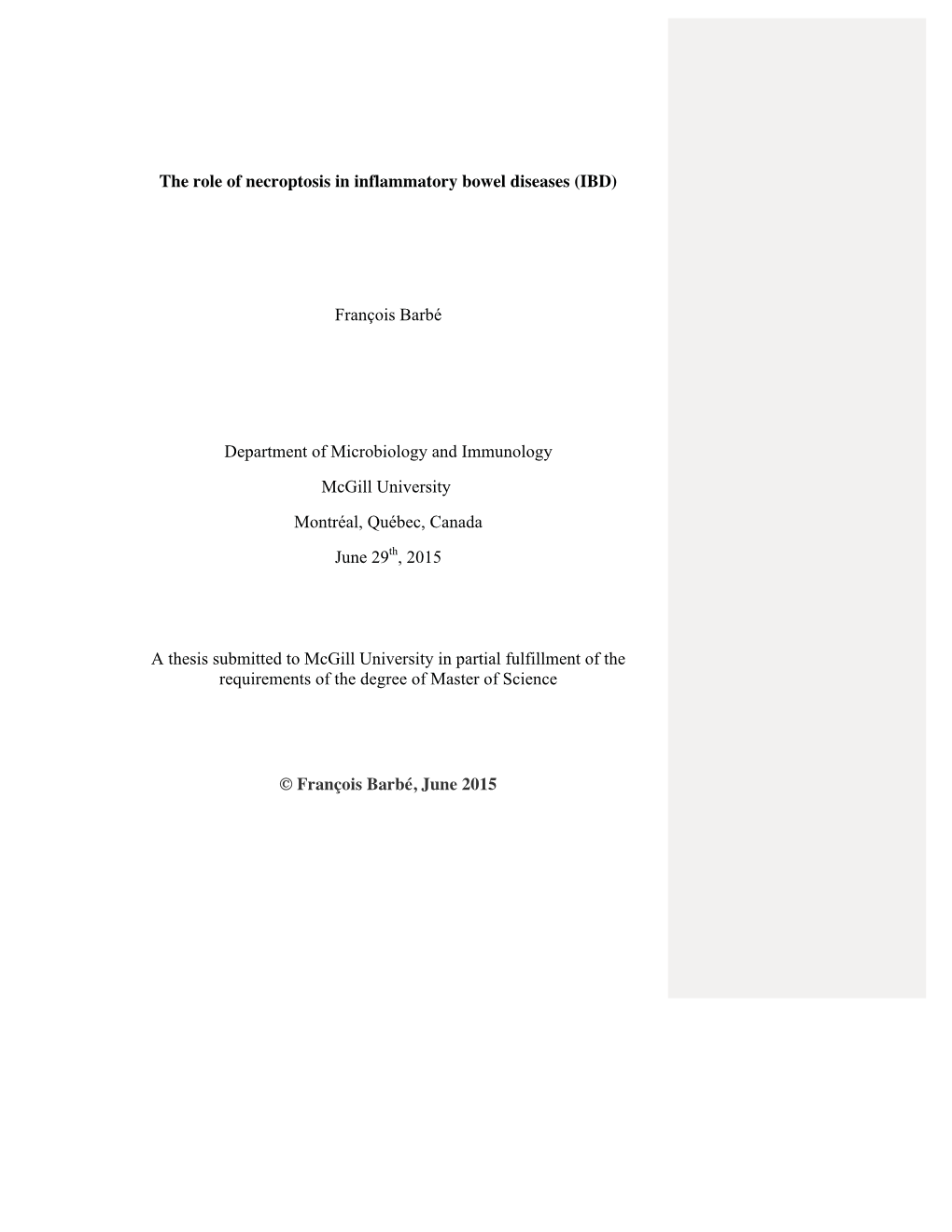 The Role of Necroptosis in Inflammatory Bowel Diseases (IBD)