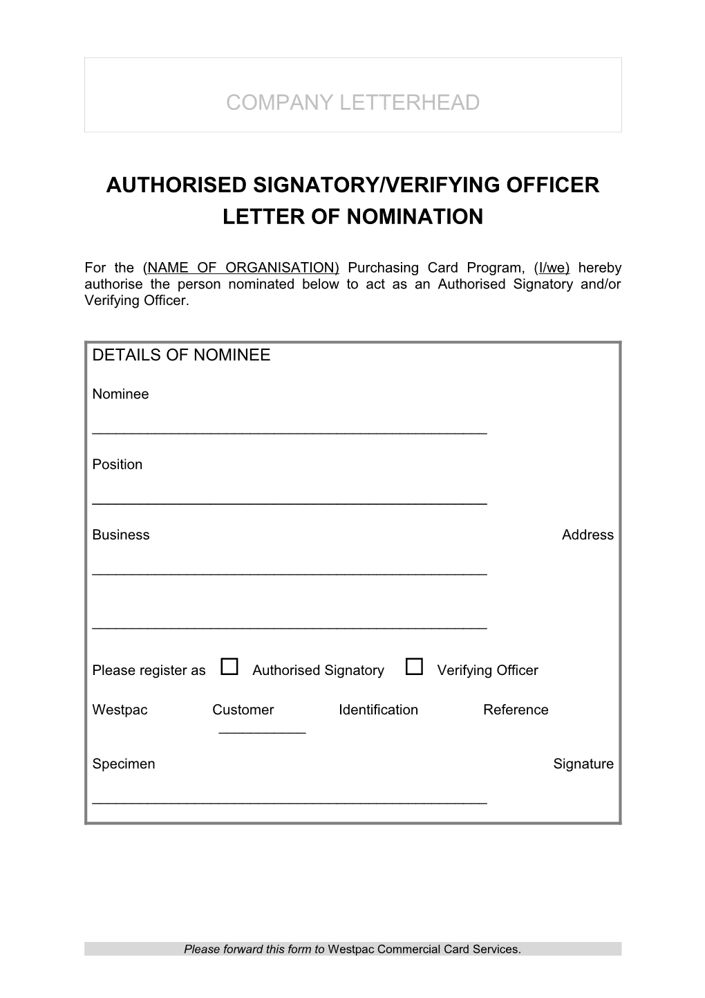 Authorised Signatory/Verifying Officer