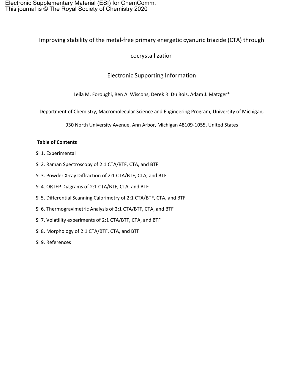 Improving Stability of the Metal-Free Primary Energetic Cyanuric Triazide (CTA) Through