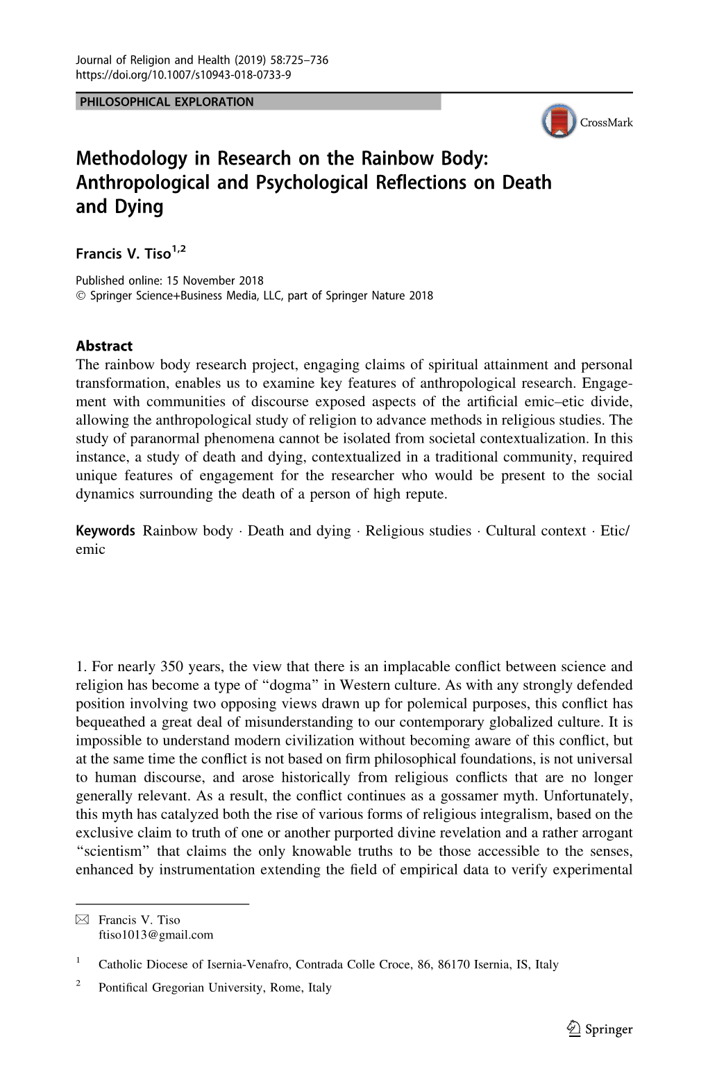 Methodology in Research on the Rainbow Body: Anthropological and Psychological Reflections on Death and Dying