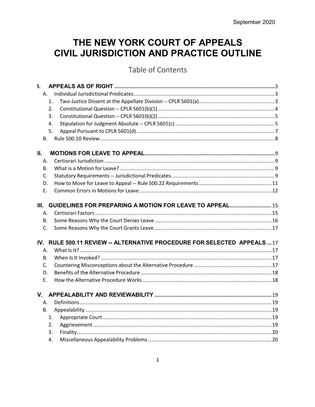 Civil Practice Outline