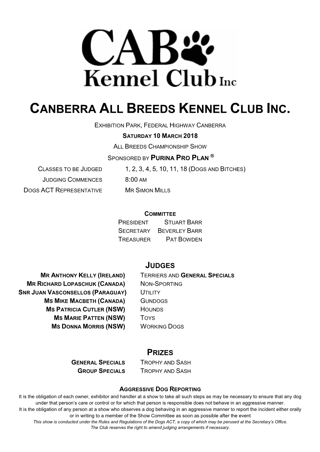 Canberra All Breeds Kennel Club Inc