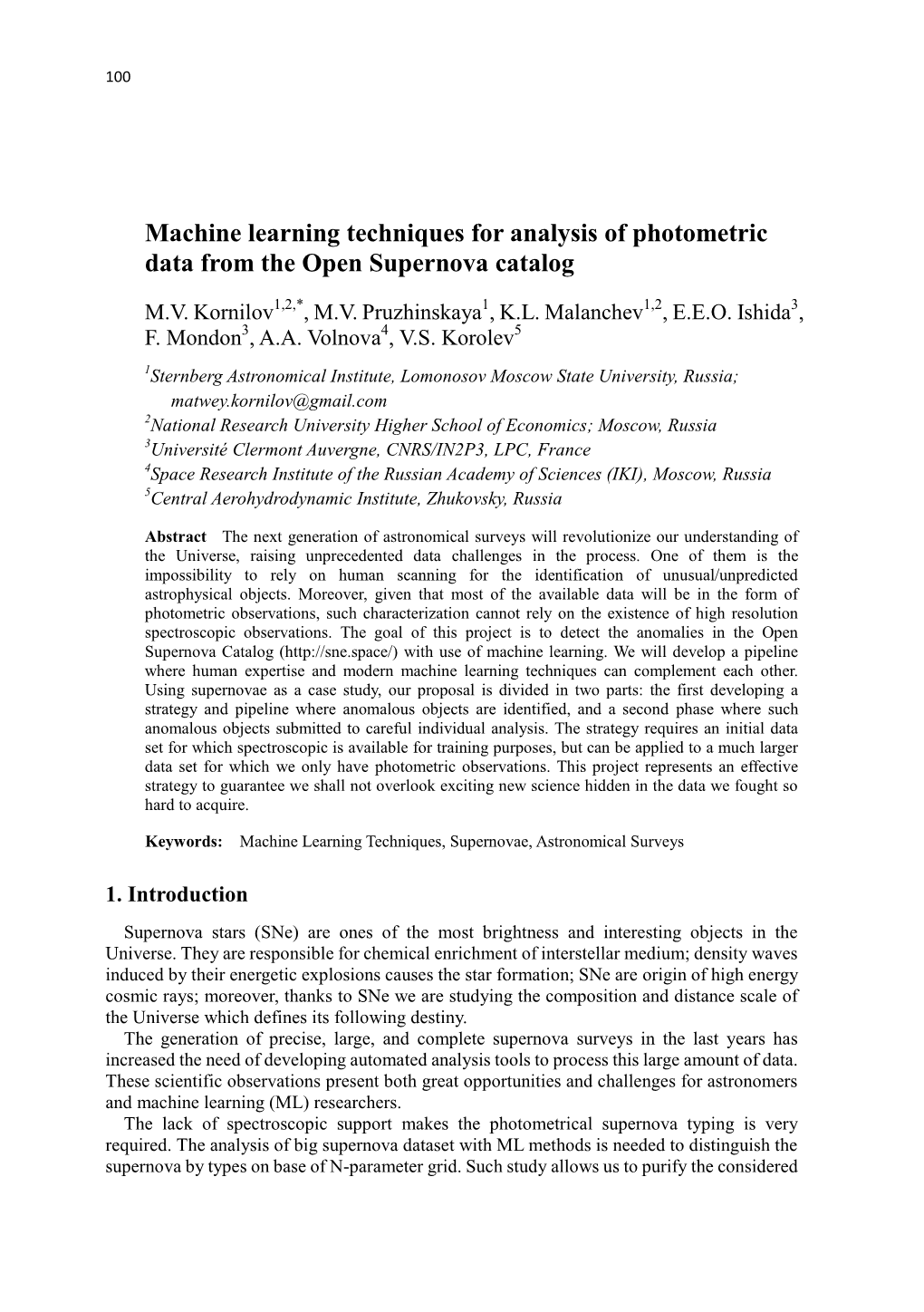 Machine Learning Techniques for Analysis of Photometric Data from the Open Supernova Catalog